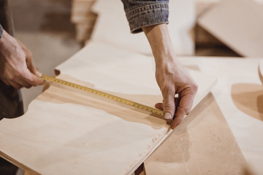 Measuring a board before cutting